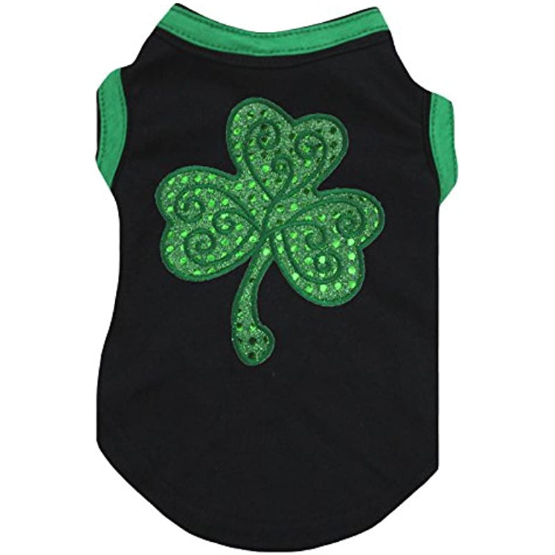 Green Sequins Clover Puppy Dog Shirt-Paw Print Pad