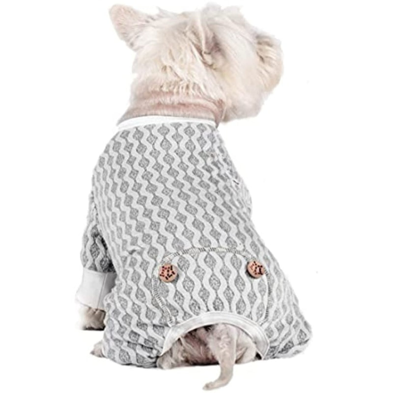 Dog Pajamas Stretchable Dog Jumpsuit 4 Legs Strip PJS Pet Puppy Pajamas Lightweight-Paw Print Pad