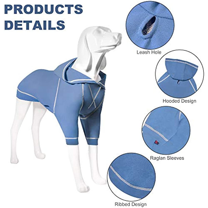 Basic Dog Hoodie Sweatshirts, Pet Clothes Hoodies Sweater With Hat & Leash Hole, Soft Cotton Outfit Coat For Small Medium Large Dogs Light Blue-Paw Print Pad