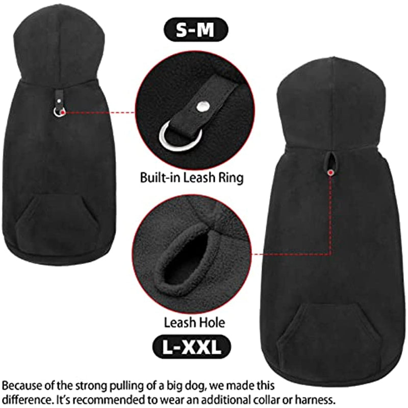 Pet Dog Clothes With Pocket, Polar Fleece Dog Hoodie Fall-Paw Print Pad