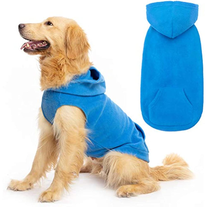 Pet Dog Clothes With Pocket, Polar Fleece Dog Hoodie Fall-Paw Print Pad
