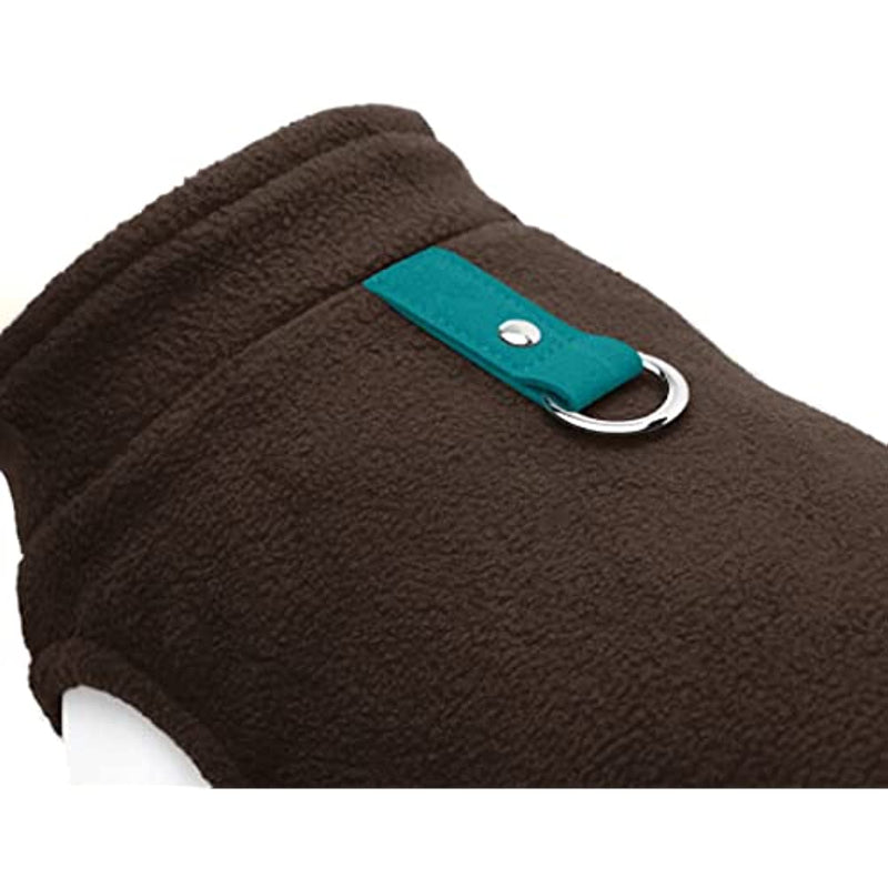 Dog Sweater Warm Pullover Fleece Vest Dog Jacket With O-Ring Leash-Paw Print Pad