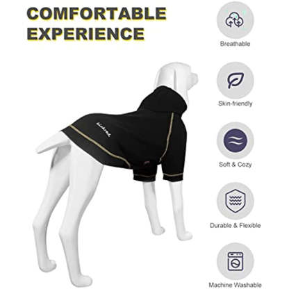 Basic Dog Hoodie Sweatshirts, Pet Clothes Hoodies Sweater With Hat & Leash Hole, Soft Cotton Outfit Coat For Small Medium Large Dogs Black-Paw Print Pad