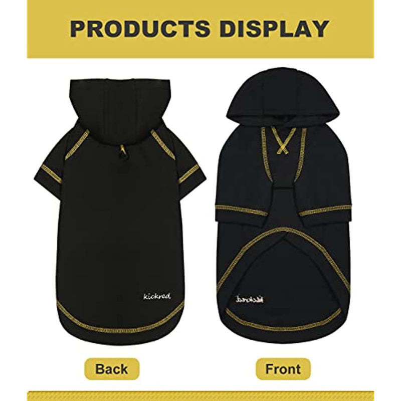 Basic Dog Hoodie Sweatshirts, Pet Clothes Hoodies Sweater With Hat & Leash Hole, Soft Cotton Outfit Coat For Small Medium Large Dogs Black-Paw Print Pad