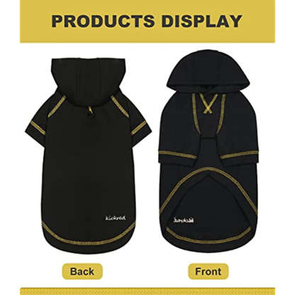 Basic Dog Hoodie Sweatshirts, Pet Clothes Hoodies Sweater With Hat & Leash Hole, Soft Cotton Outfit Coat For Small Medium Large Dogs Black-Paw Print Pad