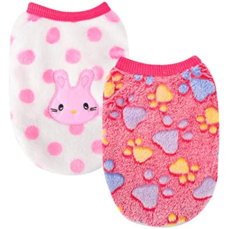 2 Pieces Small Dog Sweaters Fleece Cloth Warm Puppy Sweaters-Paw Print Pad