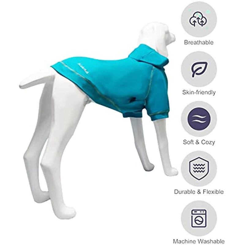 Basic Dog Hoodie Sweatshirts, Pet Clothes Hoodies Sweater With Hat & Leash Hole, Soft Cotton Outfit Coat For Small Medium Large Dogs Blue-Paw Print Pad