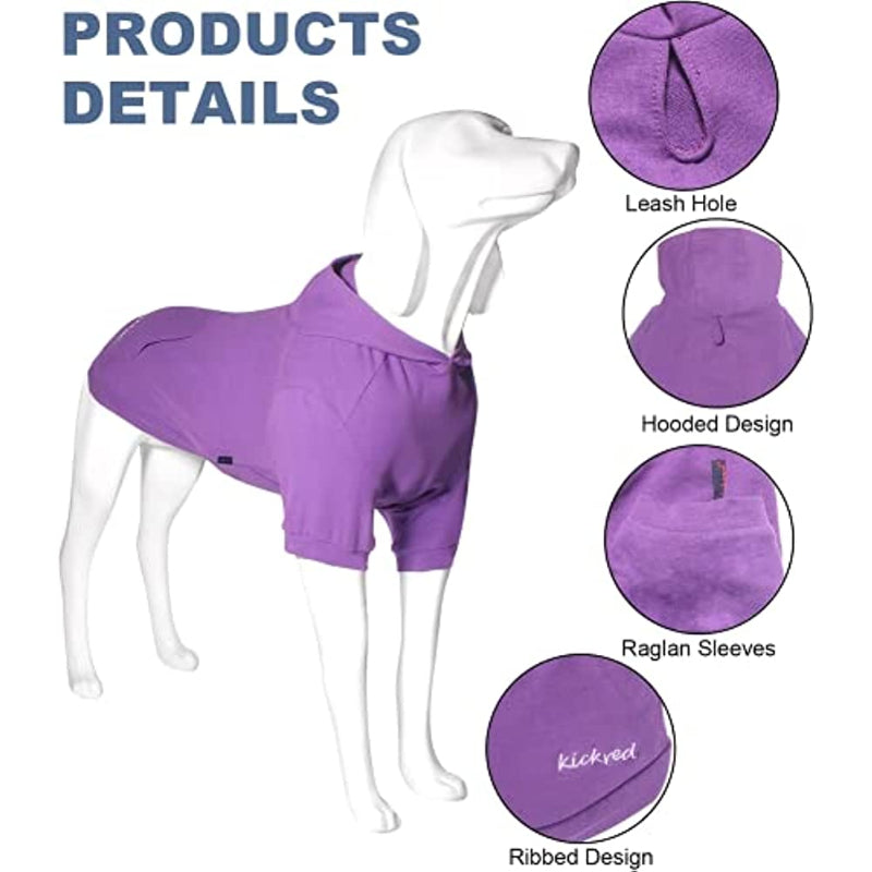 Basic Dog Hoodie Sweatshirts, Pet Clothes Hoodies Sweater With Hat & Leash Hole, Soft Cotton Outfit Coat For Small Medium Large Dogs Purple-Paw Print Pad