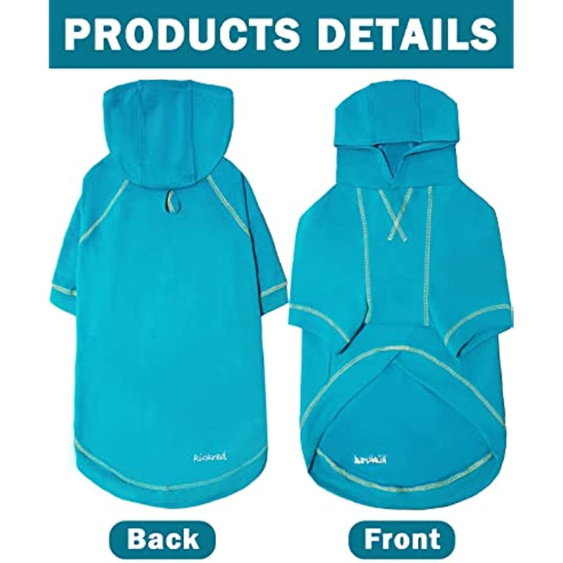 Basic Dog Hoodie Sweatshirts, Pet Clothes Hoodies Sweater With Hat & Leash Hole, Soft Cotton Outfit Coat For Small Medium Large Dogs Blue-Paw Print Pad