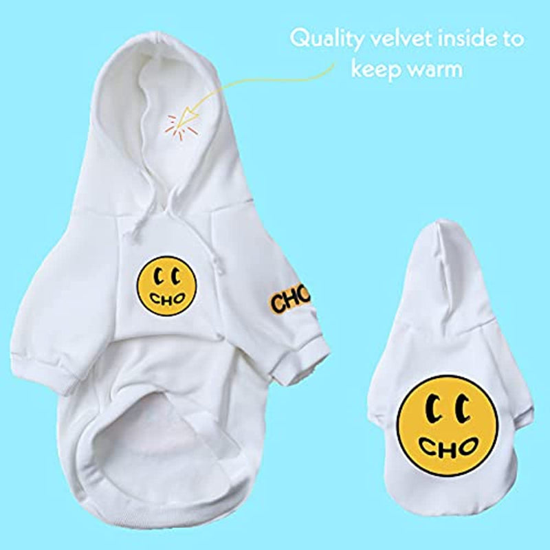 Smiley Dog Clothes Smiley Face Sweater Cotton Sweatshirt Fashion Outfit For Dogs Cats Puppy-Paw Print Pad