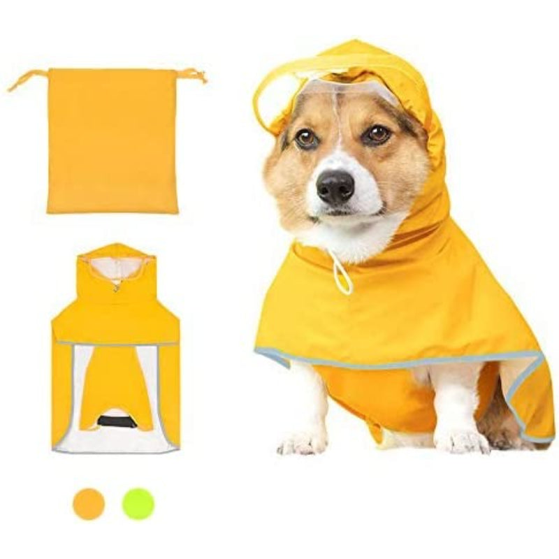 Dog Raincoat With Hood Waterproof Dog Rain Jacket-Paw Print Pad