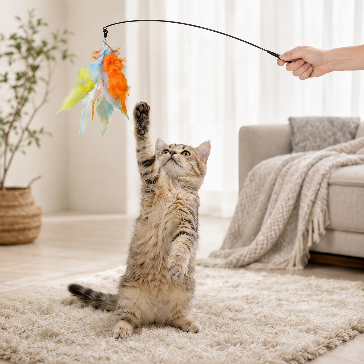 10 Pieces Interactive Cat Wand And Chasing Stick Toys For Indoor Cats And Kittens
