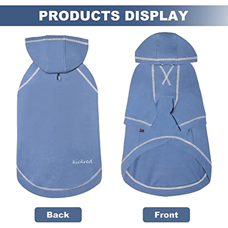 Basic Dog Hoodie Sweatshirts, Pet Clothes Hoodies Sweater With Hat & Leash Hole, Soft Cotton Outfit Coat For Small Medium Large Dogs Light Blue-Paw Print Pad