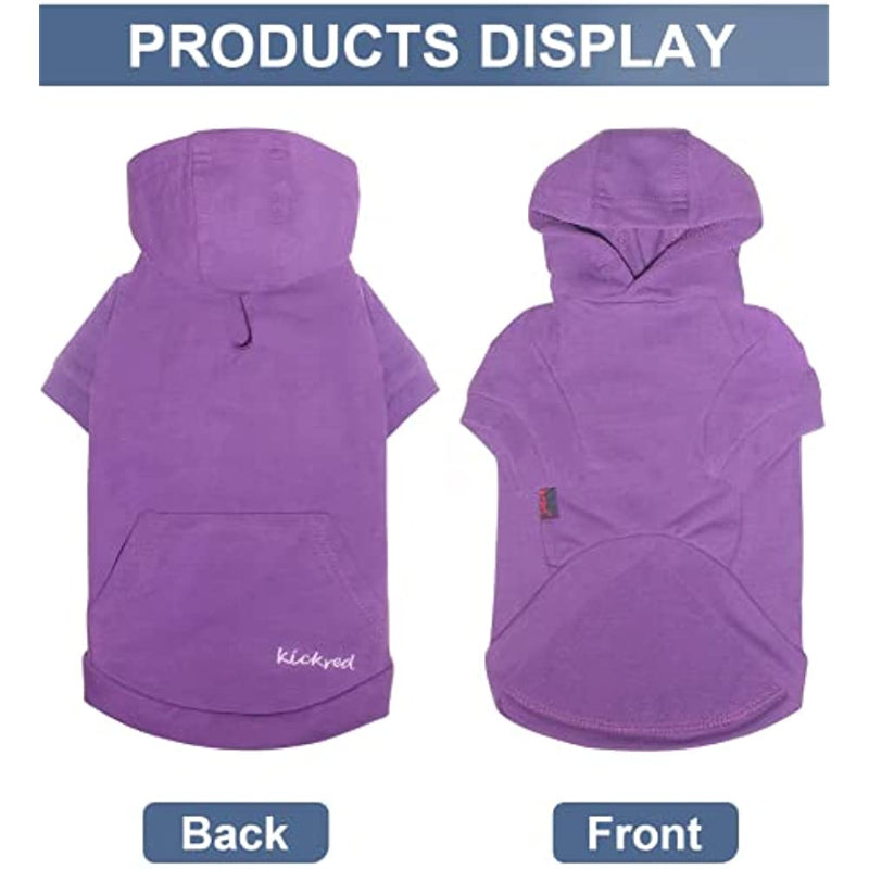 Basic Dog Hoodie Sweatshirts, Pet Clothes Hoodies Sweater With Hat & Leash Hole, Soft Cotton Outfit Coat For Small Medium Large Dogs Purple-Paw Print Pad