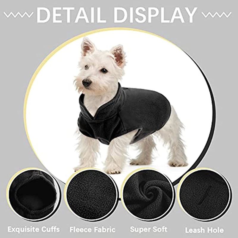 Dog Fleece Vest, Warm Sweatshirt Puppy Stretchy Sweater Pullover Dog Turtleneck Coat Dog Winter Jacket With Leash Hole-Paw Print Pad