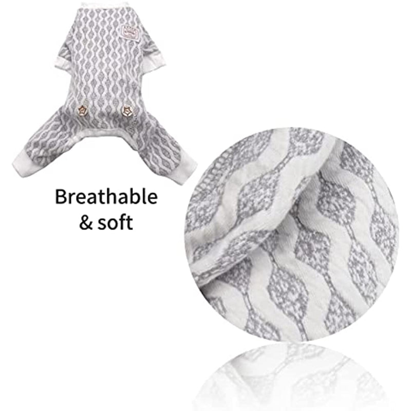 Dog Pajamas Stretchable Dog Jumpsuit 4 Legs Strip PJS Pet Puppy Pajamas Lightweight-Paw Print Pad