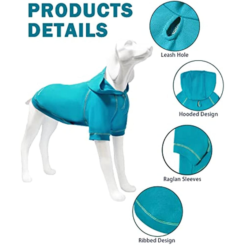 Basic Dog Hoodie Sweatshirts, Pet Clothes Hoodies Sweater With Hat & Leash Hole, Soft Cotton Outfit Coat For Small Medium Large Dogs Blue-Paw Print Pad