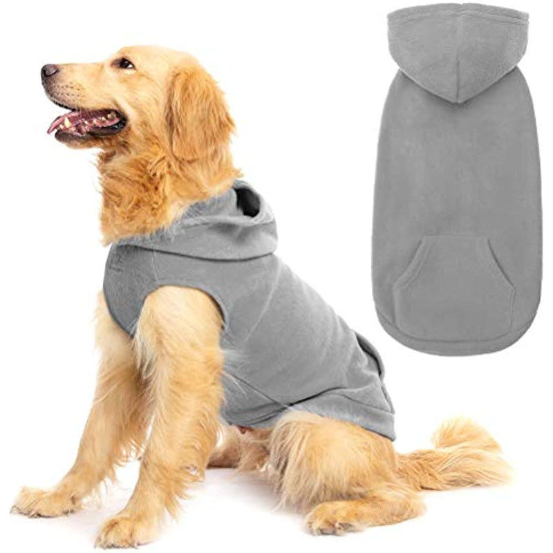 Pet Dog Clothes With Pocket, Polar Fleece Dog Hoodie Fall-Paw Print Pad