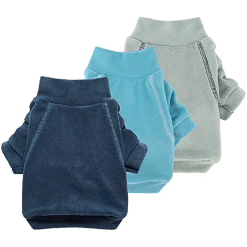 3 Pack Classic Fleece Dog Sweater Classic  Pet Pullover Jumper-Paw Print Pad