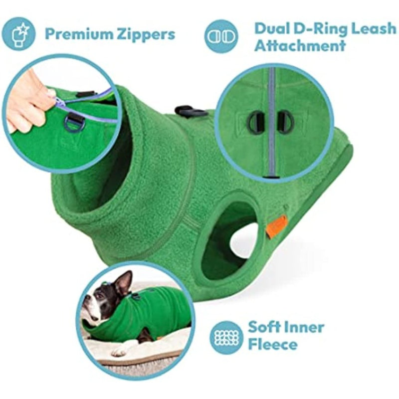 Half Zip Up Fleece Vest Dog Sweater-Paw Print Pad