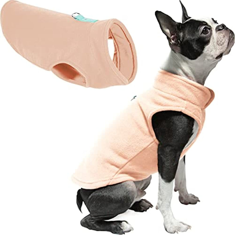 Fleece Vest Dog Jacket With O-Ring Leash-Paw Print Pad