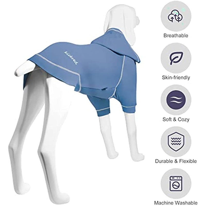 Basic Dog Hoodie Sweatshirts, Pet Clothes Hoodies Sweater With Hat & Leash Hole, Soft Cotton Outfit Coat For Small Medium Large Dogs Light Blue-Paw Print Pad