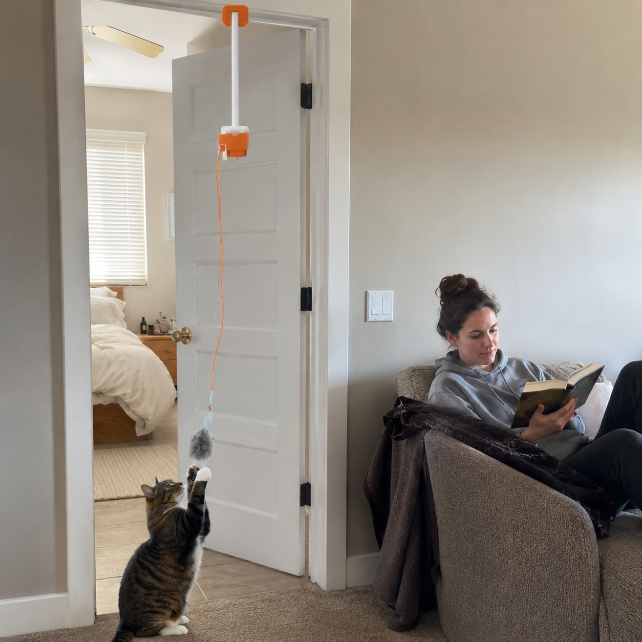Auto Teaser Wand With 2 Fun Modes Rechargeable Cat Toy
