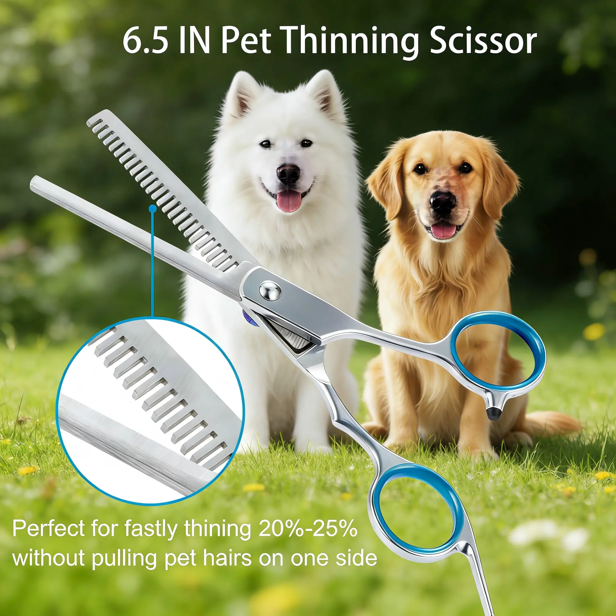 5 in 1 Premium Dog Grooming Scissors, Professional Dog Scissors for Grooming with Safety Round Tips, Stainless Steel Thinning Shears, Pet Cat Shears for Grooming Kit, #summerwins