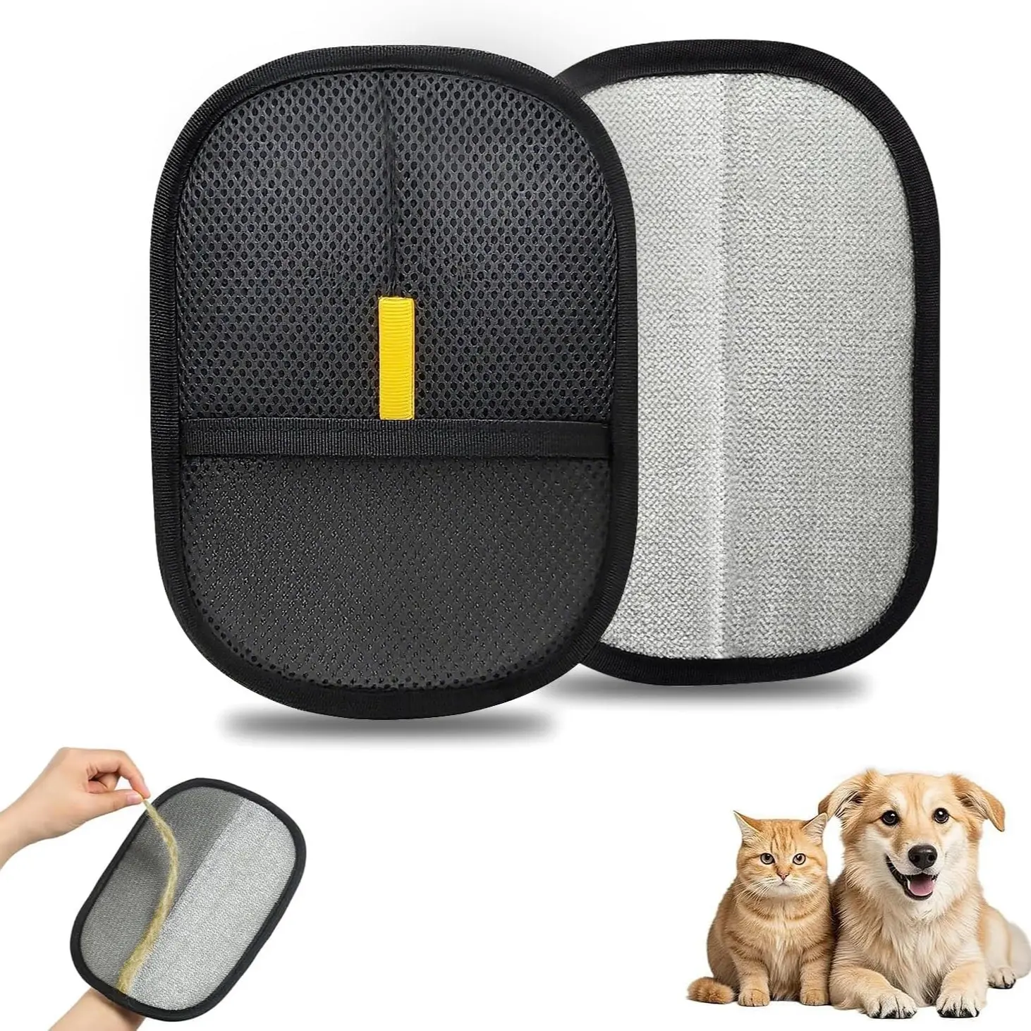 Pet Hair Removal Gloves, Reusable Electrostatic Pet Hair Remover Tool, Washable Double-Sided Pet Grooming Gloves for Furniture & Car Seats