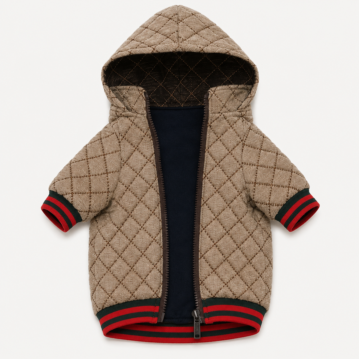Vintage Winter Fashion Dog Hoodie With Zipper