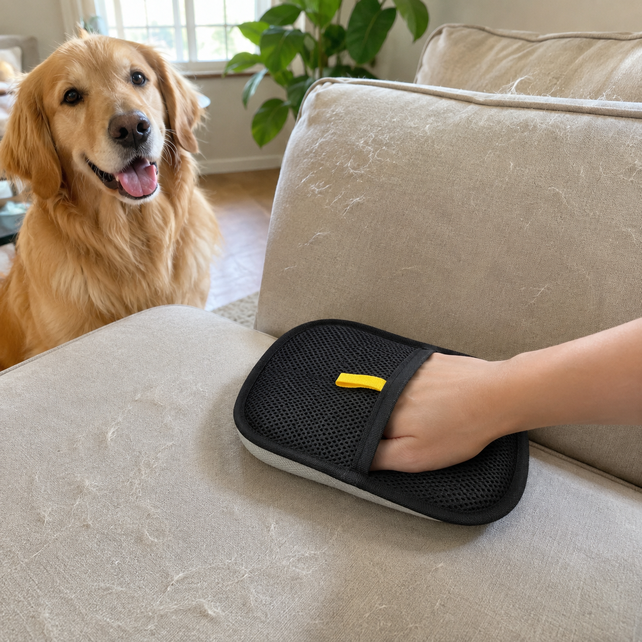 Reusable Pet Fur Removal Gloves for Furniture and Car Cleaning