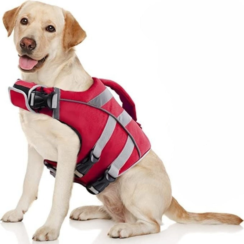 Dog Life Jacket With Reflective Stripes With Adjustable High Visibility Vest-Paw Print Pad