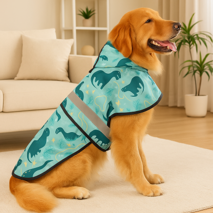 Reflective Adjustable Hooded Pet Rain Coat With Leash Hole