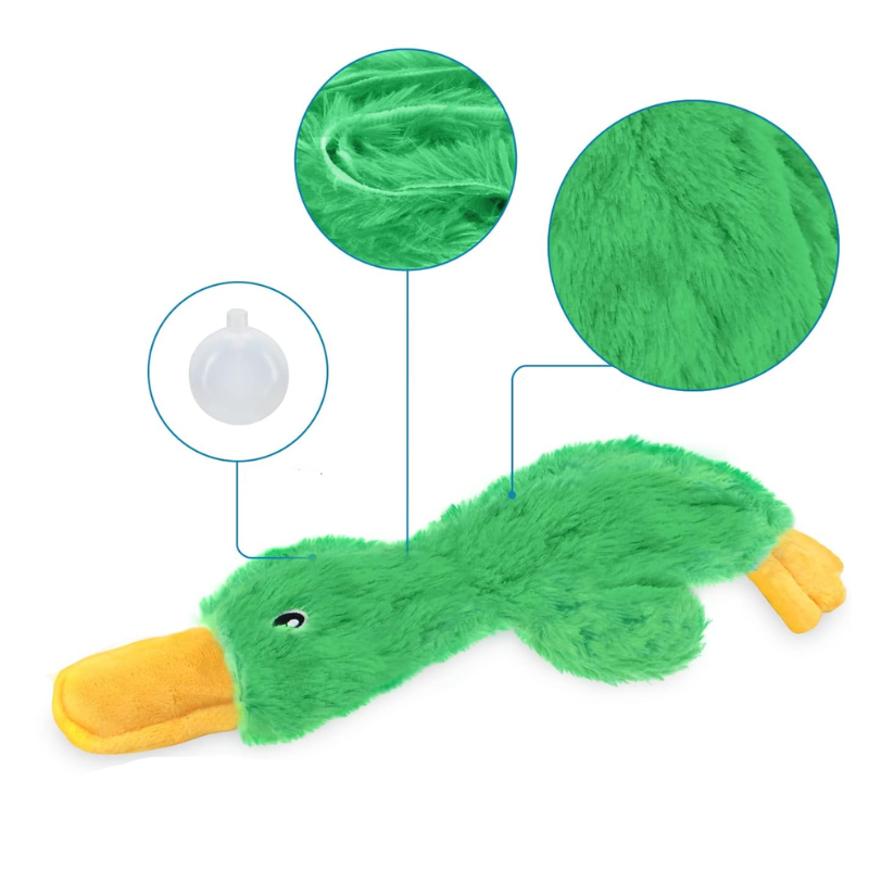 Crinkle Duck Shaped Dog Toy With Squeaker-Paw Print Pad