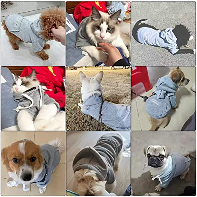 Pet Dog Hoodie Sweater Black Warm Soft Fleece Sweatshirts With Pocket-Paw Print Pad