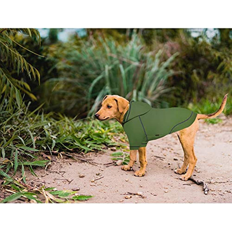 Basic Dog Hoodie Sweatshirts, Pet Clothes Hoodies Sweater With Hat & Leash Hole, Soft Cotton Outfit Coat For Small Medium Large Dogs Green-Paw Print Pad