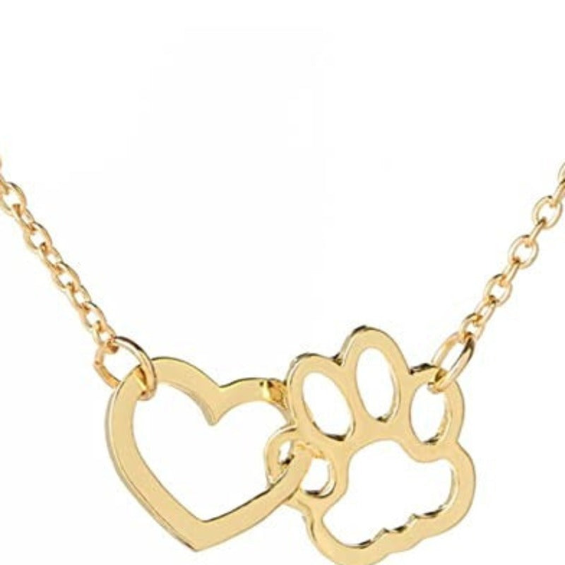 Classy Necklace Gold And Silver Plated-Paw Print Pad