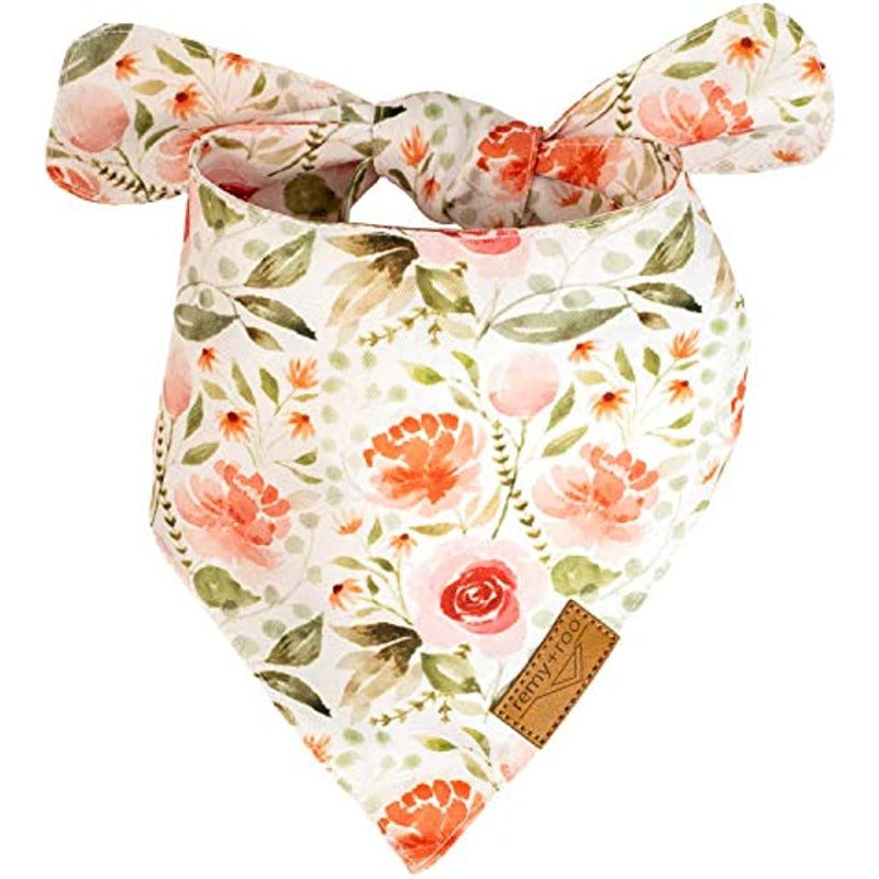 Dog Bandanas - 4 Pack Rubi Set Premium Durable Fabric Unique Shape Adjustable Fit Multiple Sizes-Paw Print Pad