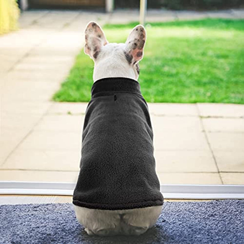 Dog Fleece Vest, Warm Sweatshirt Puppy Stretchy Sweater Pullover Dog Turtleneck Coat Dog Winter Jacket With Leash Hole-Paw Print Pad