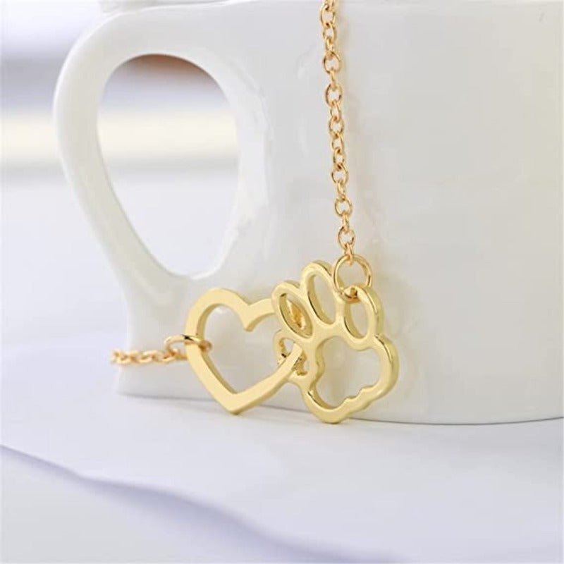 Classy Necklace Gold And Silver Plated-Paw Print Pad