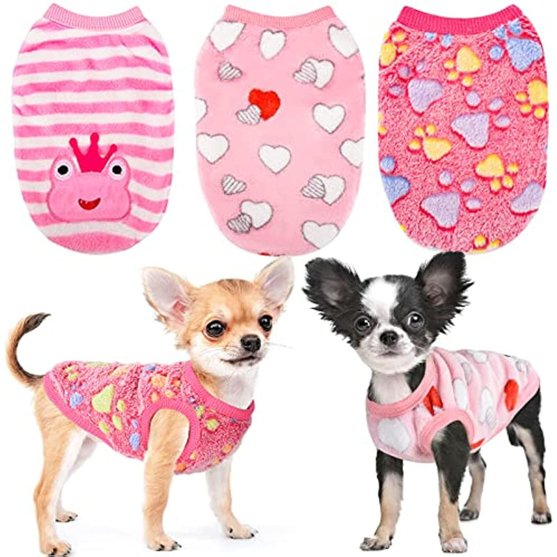 2 Pieces Small Dog Sweaters Fleece Cloth Warm Puppy Sweaters-Paw Print Pad