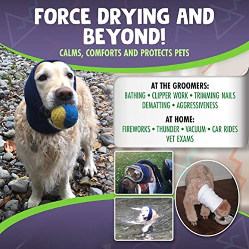 The Original Happy Hoodie For Dogs & Cats 2 Pack (1 Small, 1 Large) - The Grooming & Force Drying Miracle Tool For Relief & Calming Dogs-Paw Print Pad