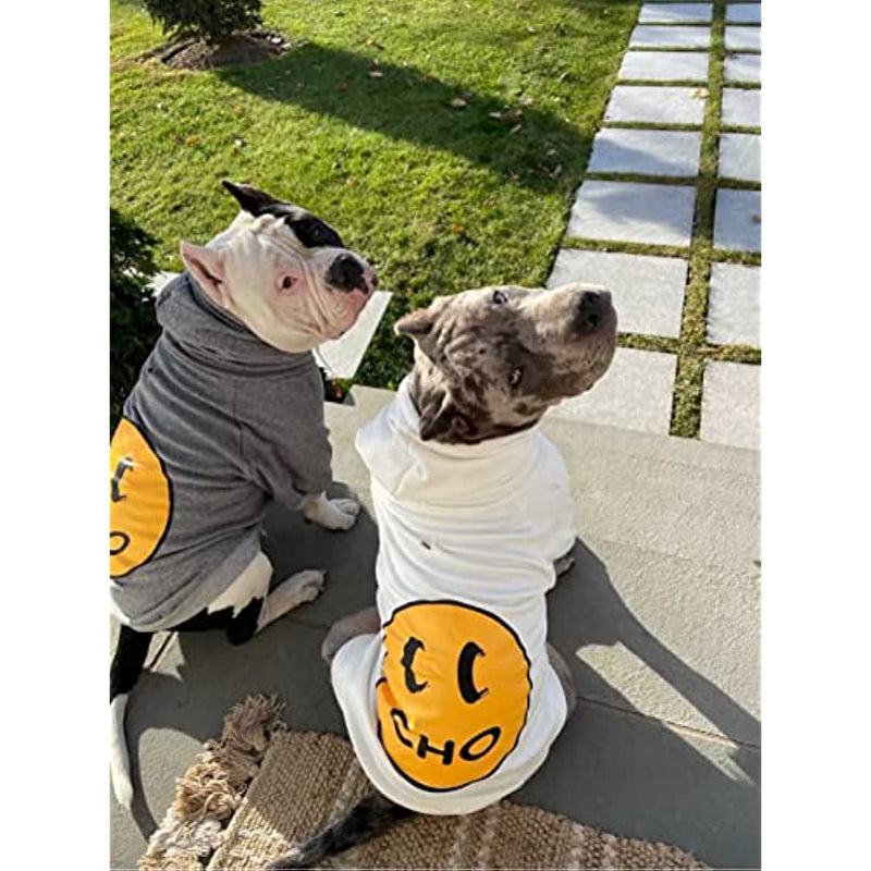 Smiley Dog Clothes Smiley Face Sweater Cotton Sweatshirt Fashion Outfit For Dogs Cats Puppy-Paw Print Pad