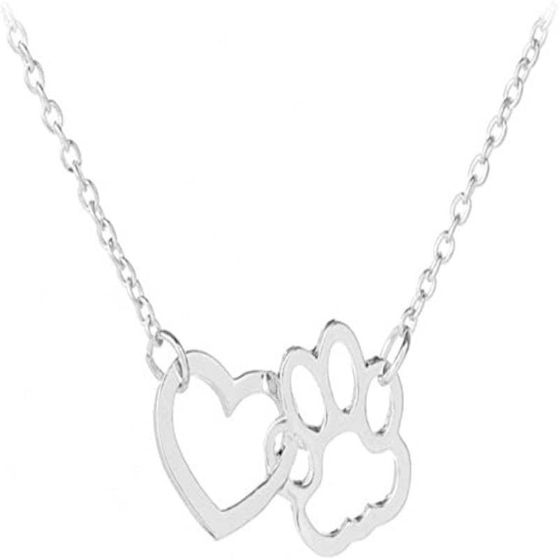 Classy Necklace Gold And Silver Plated-Paw Print Pad