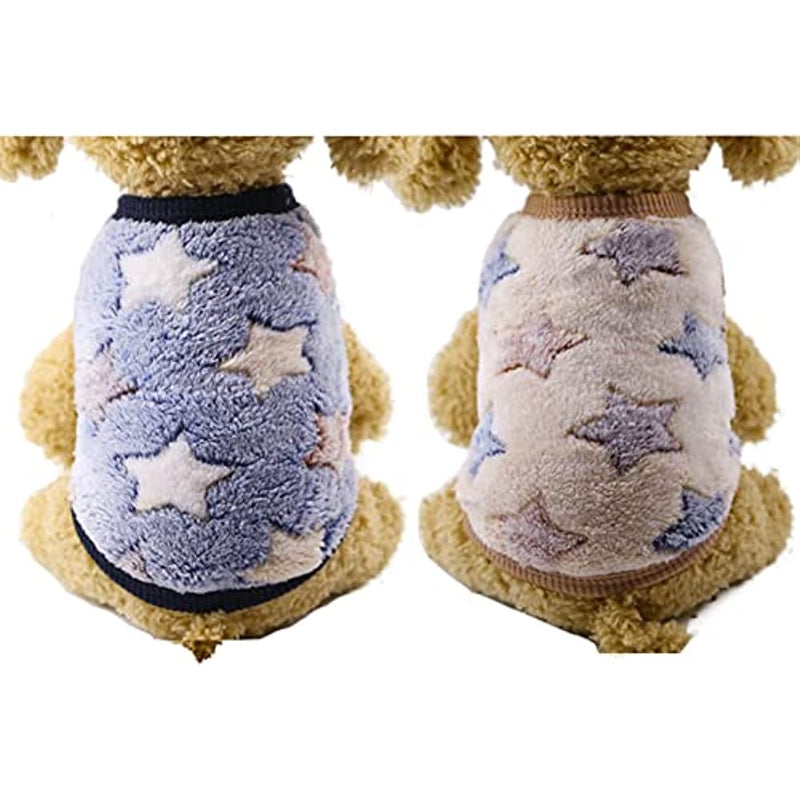 2 Pieces Small Dog Sweaters Fleece Cloth Warm Puppy Sweaters-Paw Print Pad