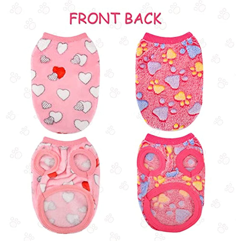 2 Pieces Small Dog Sweaters Fleece Cloth Warm Puppy Sweaters-Paw Print Pad