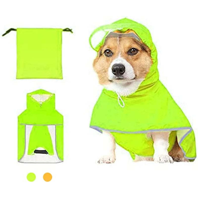 Dog Raincoat With Hood Waterproof Dog Rain Jacket-Paw Print Pad