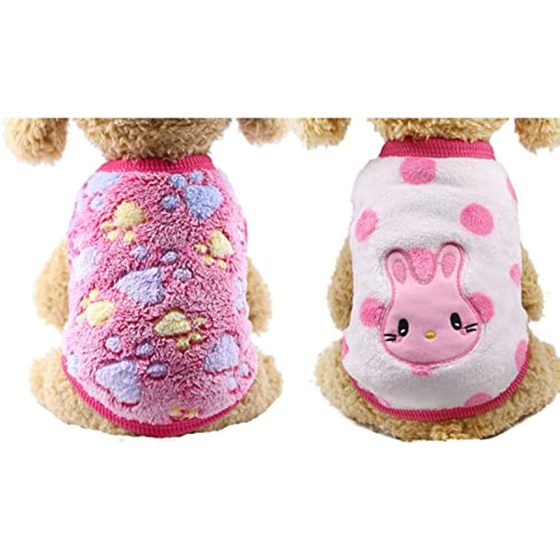2 Pieces Small Dog Sweaters Fleece Cloth Warm Puppy Sweaters-Paw Print Pad