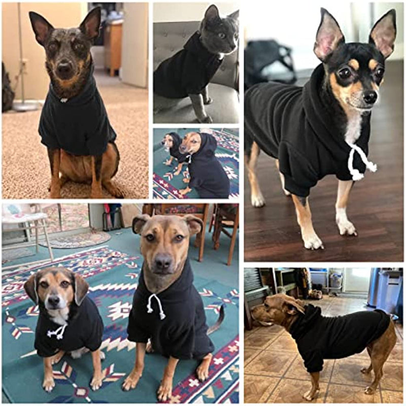 Dog Hoodies Fleece Lined Hooded Pullover For Dog Cat In Cold Weather-Paw Print Pad