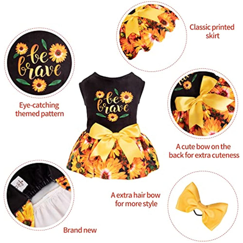 Dog Velvet Dress For Small Dogs Girl Puppy Dresses Clover Dog Clothes-Paw Print Pad
